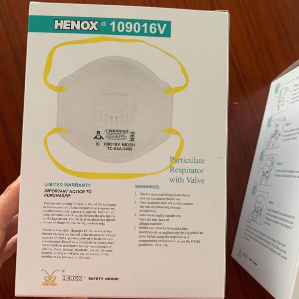 Henox N95 19016V   disposable mask Respirator with valve  NIOSH certificated non-medical  mask