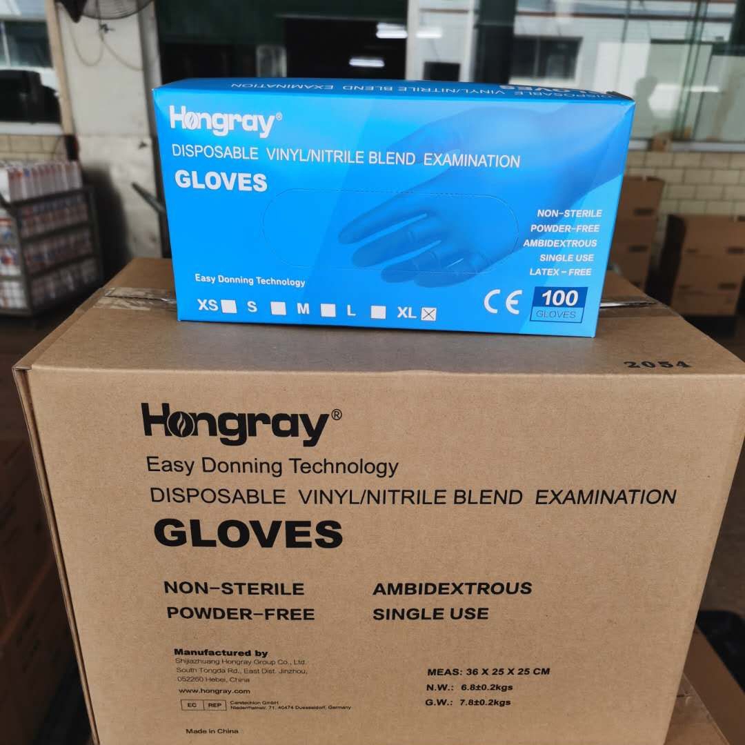 low price hong ray vinyl/nitrile blend Examination Gloves disposable  gloves medical gloves