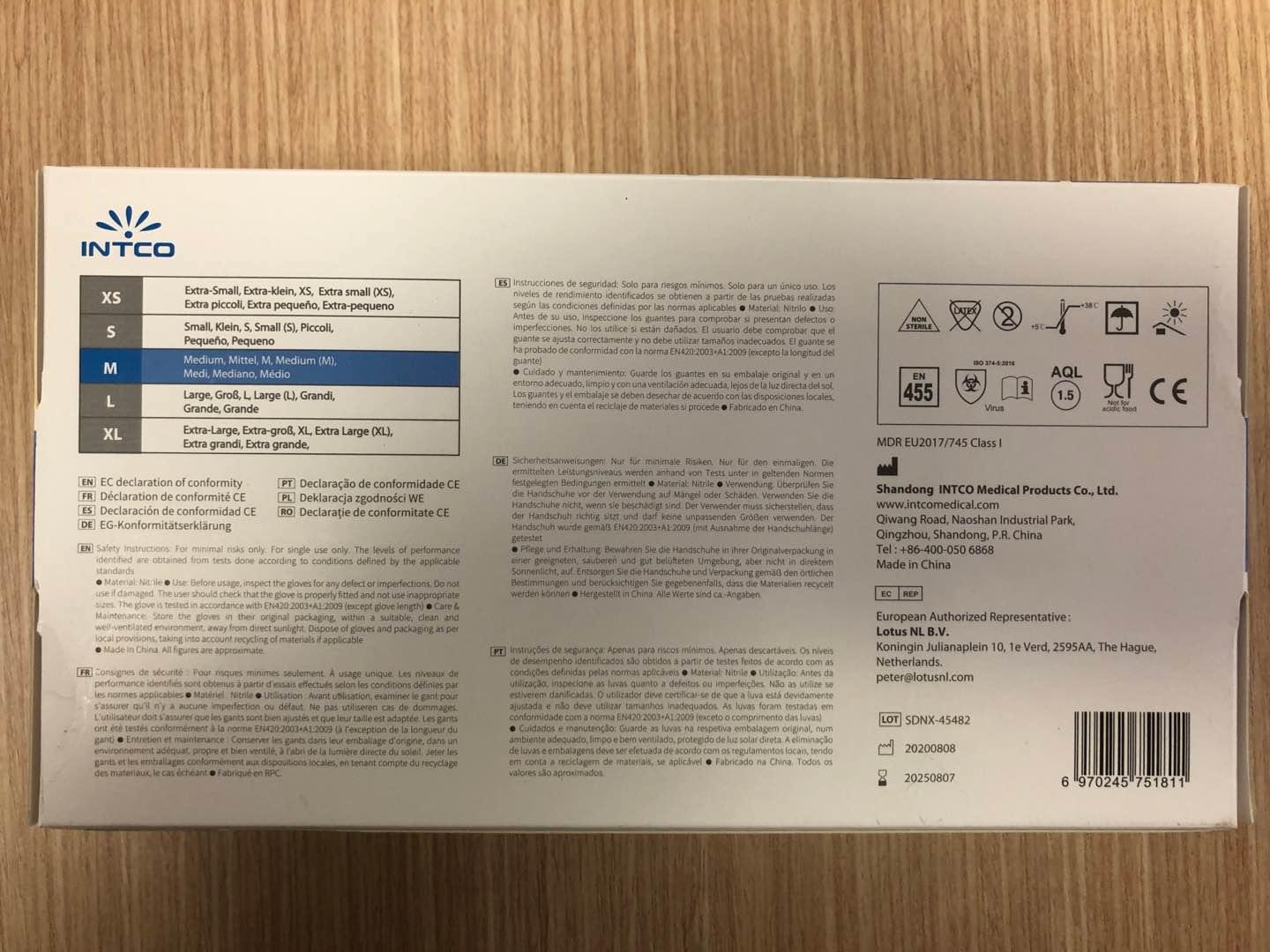 intco blue nonsterile nitrile disposable examination gloves CE