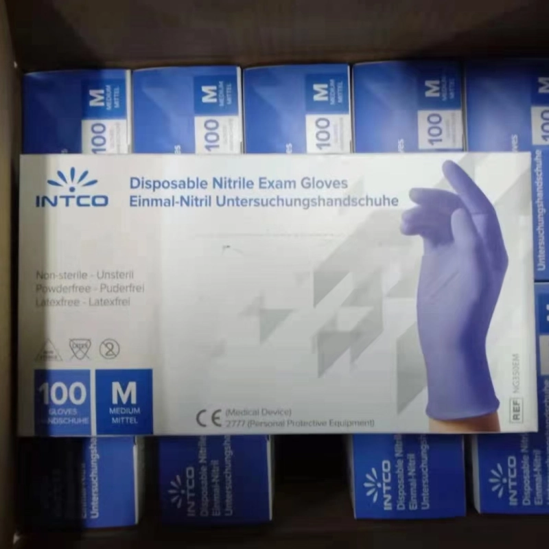 intco medical nitrile disposable examination gloves violet color ready stock in China OTG gloves