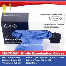 NACOSA Medical grade examination glove nitrile gloves FDA510k certificated OGT ready stock in New York