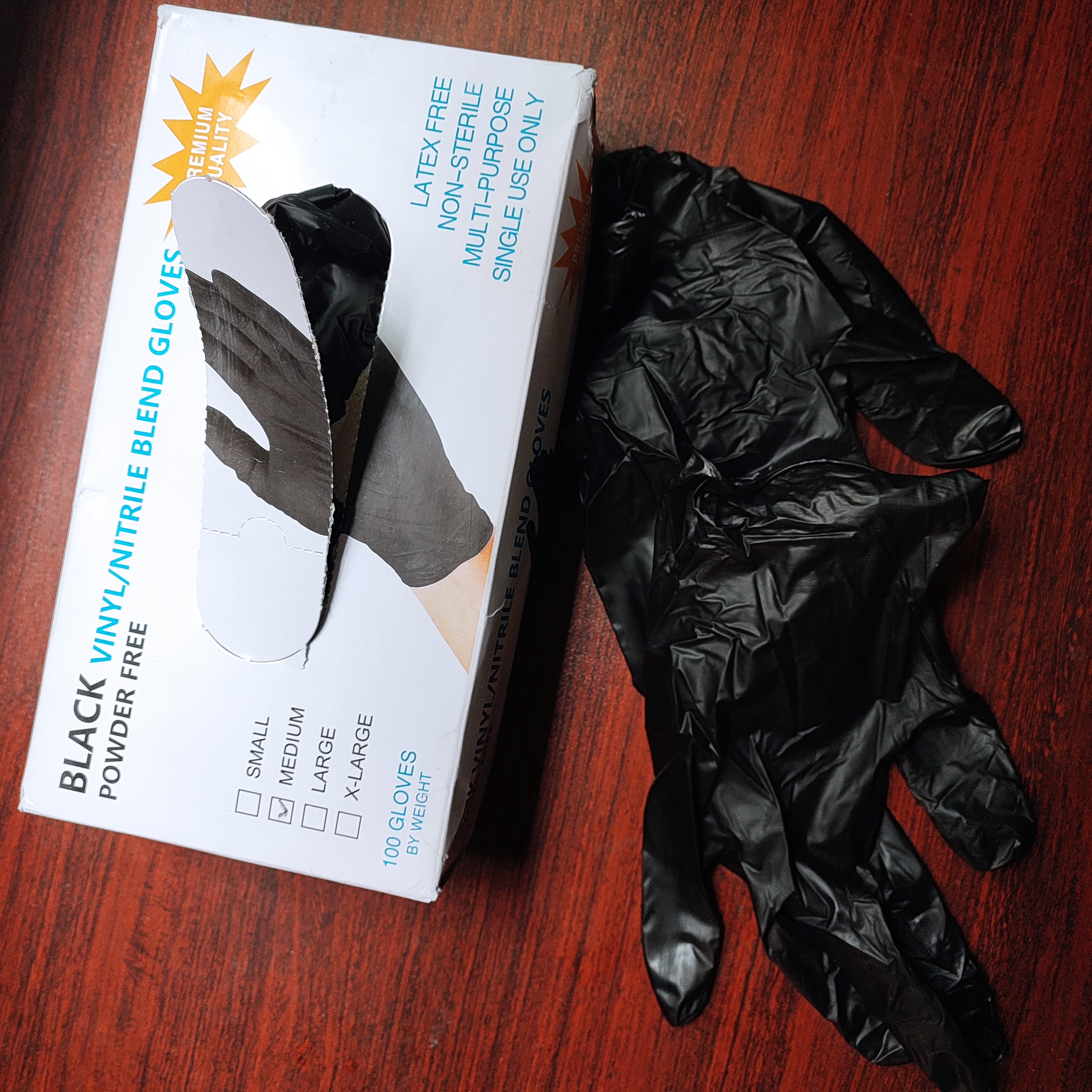 non-medical black vinly/nitrile  Auto repair blend glove  synthetic gloves