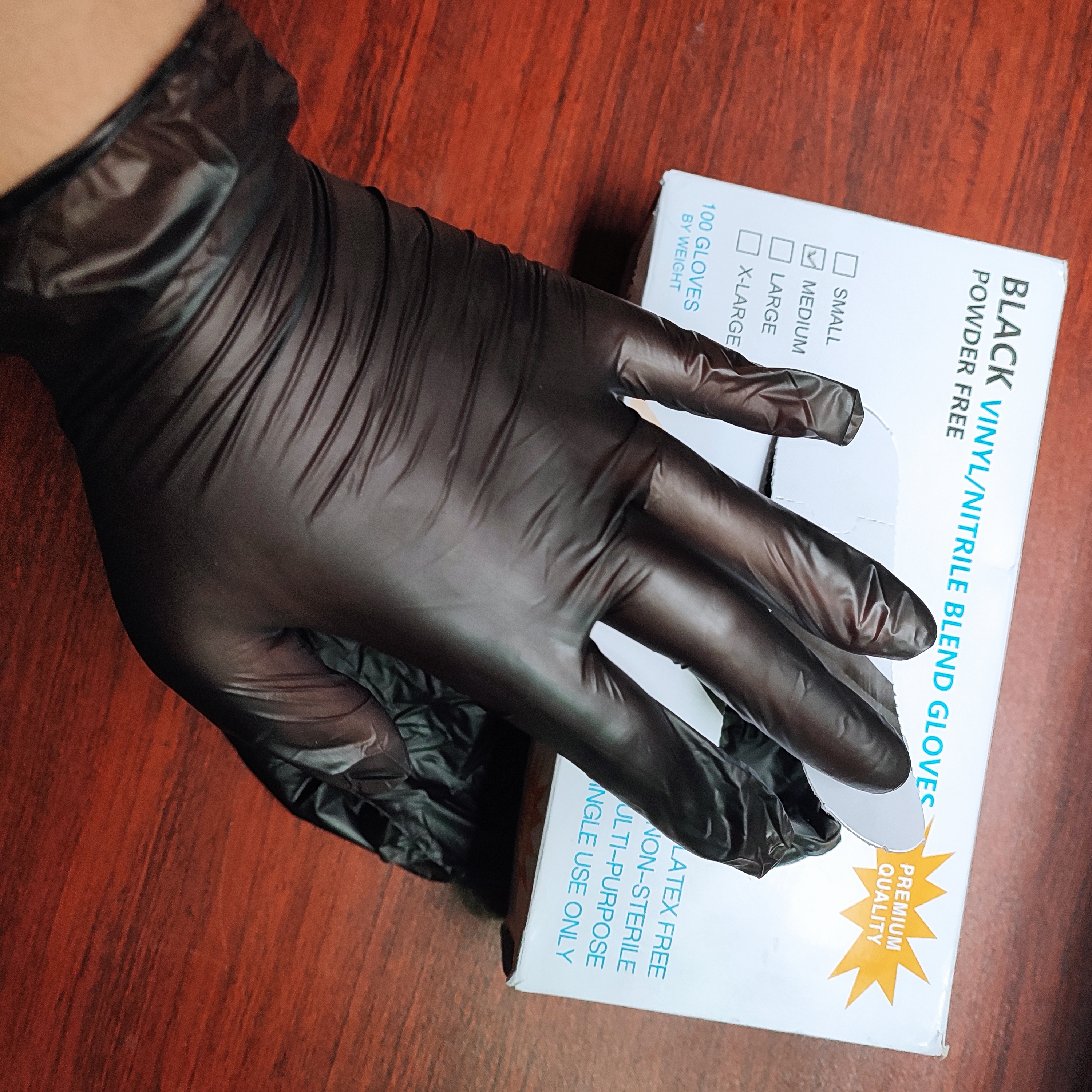 non-medical black vinly/nitrile  Auto repair blend glove  synthetic gloves
