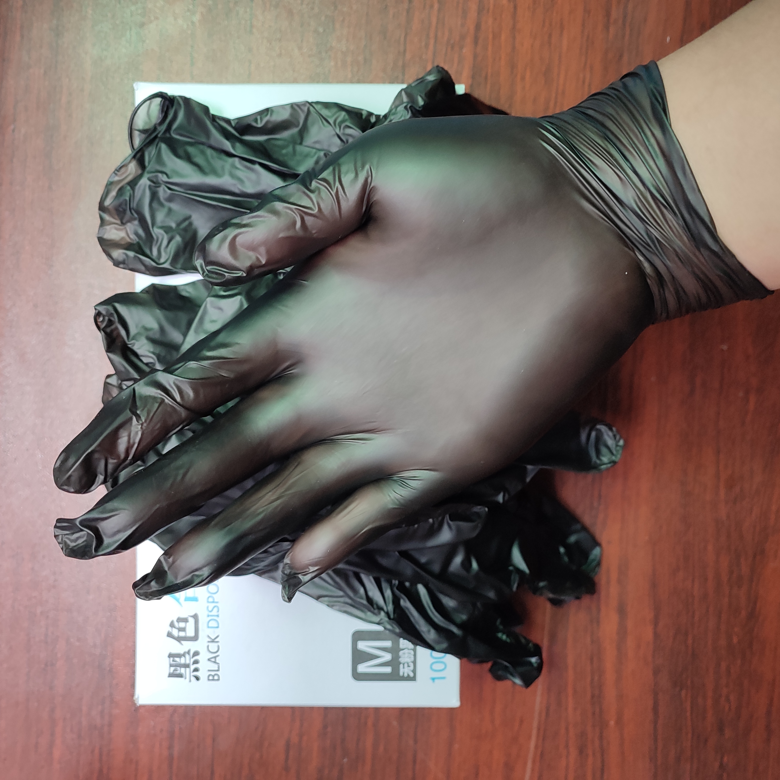 non-medical black vinly/nitrile  Auto repair blend glove  synthetic gloves