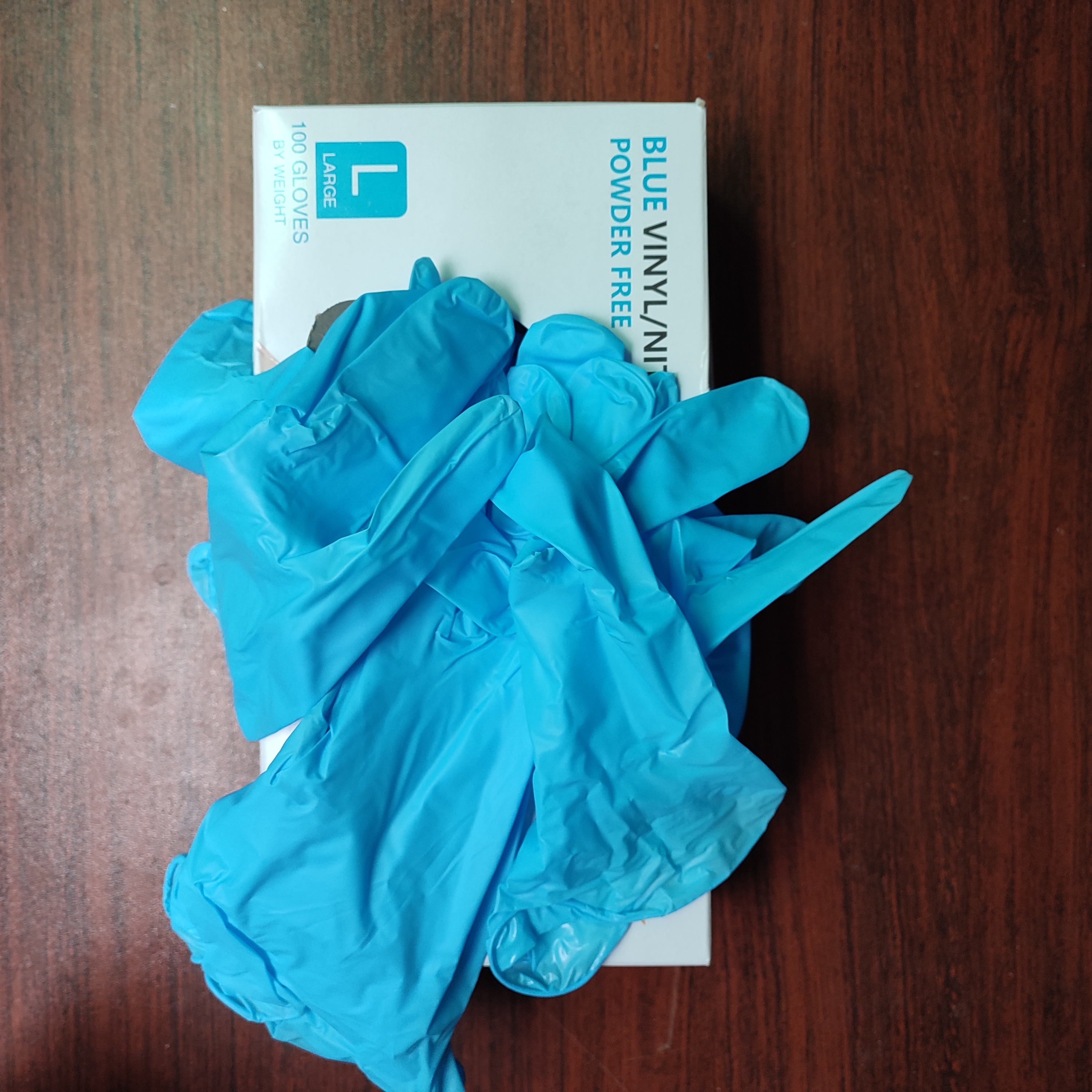 high quality powder free disposable blue synthetic  gloves factory supplier