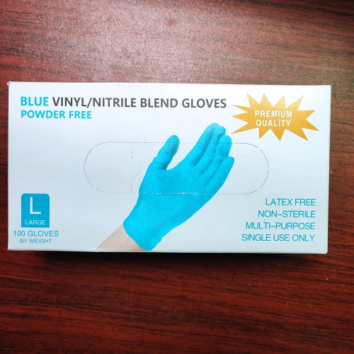 sky blue vinyl/nitrile blend disposable blue  vitrile  gloves factory wholesale