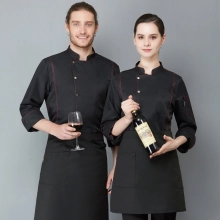 2025 new design kitchen asian style coat uniform navy color chef blouse