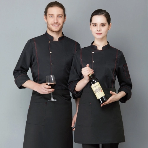 2025 new design kitchen asian style coat uniform navy color chef blouse