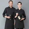 2022 new design kitchen asian style coat uniform navy color chef blouse