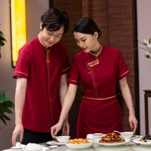 2025 Asian style summer half sleeve  waiter waitress jacket blouse uniform factory discount