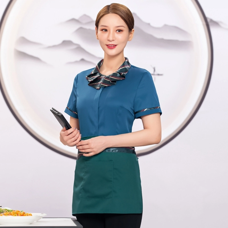 2025 Asian style summer half sleeve waitress jacket blouse uniform for women