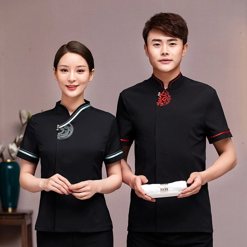 2025 Chinese tea house waitress waiter blouse uniform jacket cafe uniform