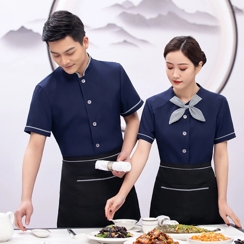 2025  new design bow waitress  waiter blouse uniform jacket hotel crew uniform women men