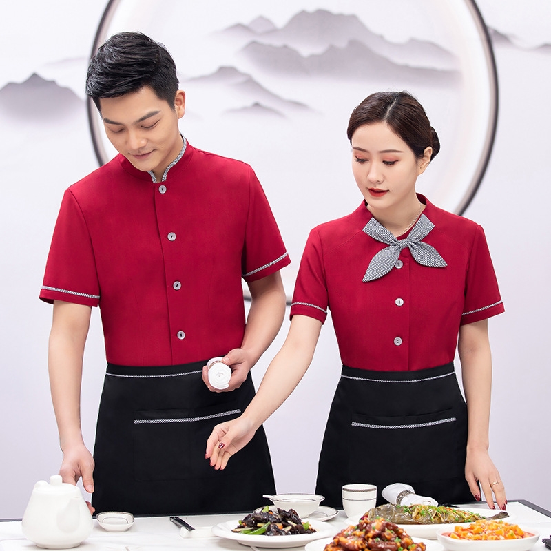 2022 new design bow waitress waiter blouse uniform jacket hotel crew