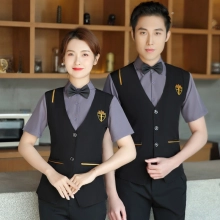 2025  new design bow waitress  waiter blouse uniform jacket hotel pub waitress waiter uniform
