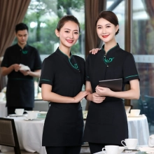 2022  buy waitress waiter from China tea house Chinese food restarant  staff uiform with spon