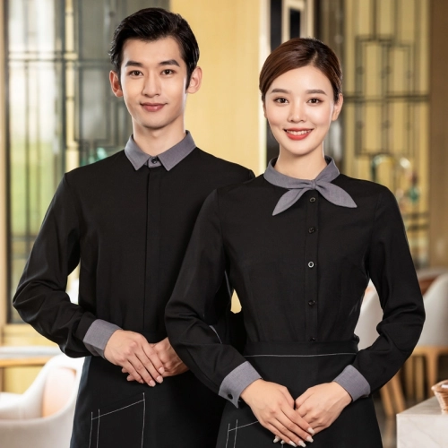2022  new design bow waitress waiter tea house jacket hotel pub staff long sleeve