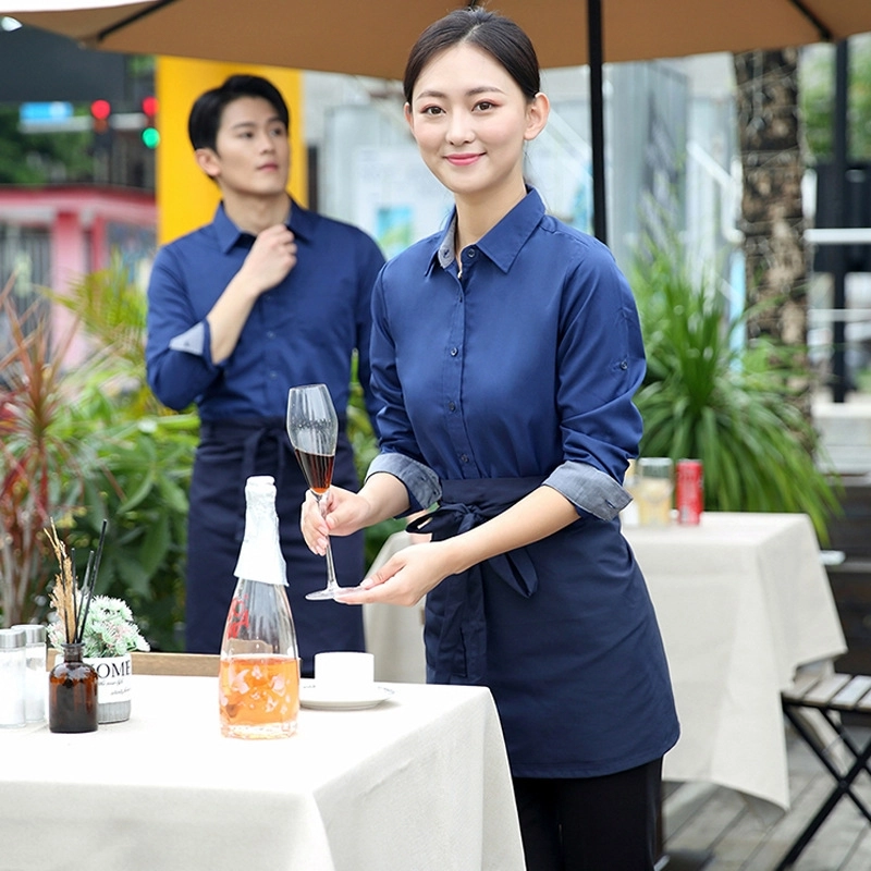 2025 spring long sleeve tea house work jacket blouse hotel pub staff shirt uniform discount