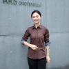 2025 spring new long sleeve yellow color tea house work jacket blouse  hotel pub staff  shirt  uniform low price