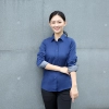 2025 spring new long sleeve yellow color tea house work jacket blouse  hotel pub staff  shirt  uniform low price