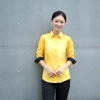 2025 spring new long sleeve yellow color tea house work jacket blouse  hotel pub staff  shirt  uniform low price