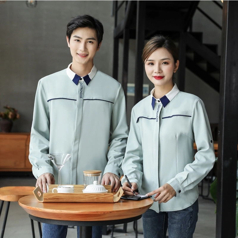 2025 new long sleeve yellow color tea house work jacket blouse staff uniform