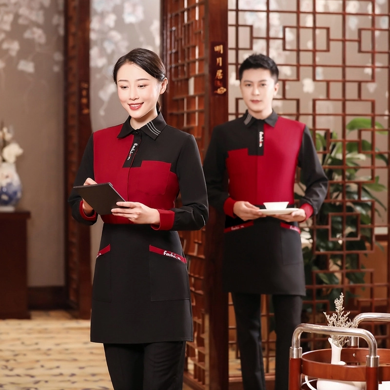 2025   new long sleeve shirt uniform tea house work jacket pub waitress waiter uniform blouse