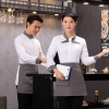 2022   spring fall long sleeve  tea house  color waitress waiter  jacket cafe house uniform