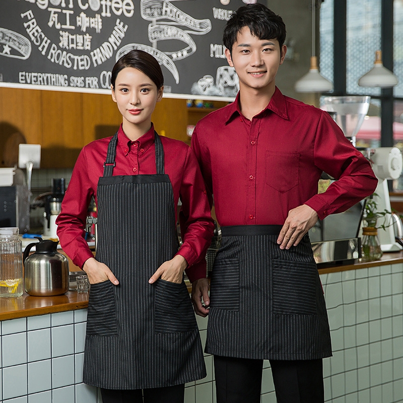 2022 hot sale  long sleeve caffee house restaurant waitress waiter  jacket  uniform