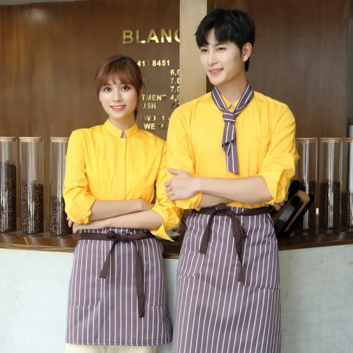 2025 hot sale  long sleeve caffee house restaurant dessert store waitress waiter  jacket  uniform