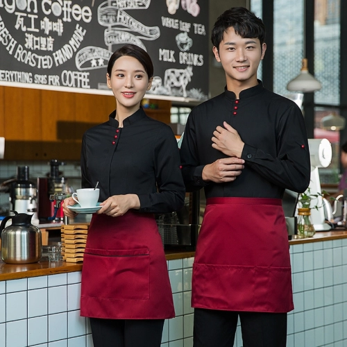 2025 hot sale  long sleeve caffee house restaurant dessert store waitress waiter  jacket shirt