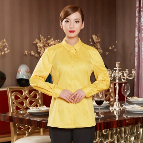 2025  long sleeve candy color cafe restaurant dessert store dark gray shirt workwear uniform