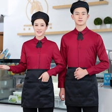 2022  long sleeve Asian style style cafe restaurant dessert store dark gray shirt workwear uniform