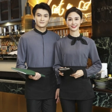 2022  long sleeve   Invisible button bow cafe restaurant dessert   jacket workwear uniform shirt pub