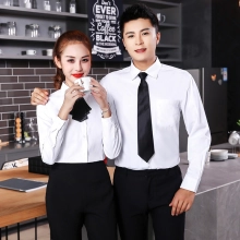 high quality fabric office work  shirt staff uniform waiter  waitress shirt