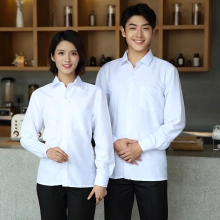 2022 fashion high quality fabric office work  shirt staff uniform waiter  waitress shirt