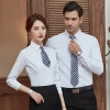 2025 high quality good fabric  solid color office women men work  shirt staff uniform waiter  waitress shirt