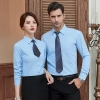 2022 high quality good fabric  solid color office women men work  shirt staff uniform waiter  waitress shirt