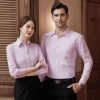 2025 high quality good fabric  solid color office women men work  shirt staff uniform waiter  waitress shirt