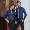 2022 high quality good fabric  solid color office women men work  shirt staff uniform waiter  waitress shirt