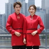 2022  Chinese style  tea house work jacket hotel pub staff hot pot store  blouse jacket