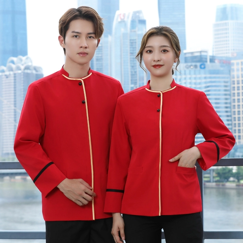2025 Chinese style tea house work jacket hotel pub staff hot pot store blouse uniform