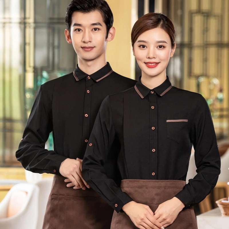 2025 Asian style tea house work jacket hotel pub staff hot pot store blouse uniform factory