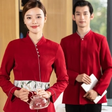 2025  traditional style  tea house work jacket hotel  staff hot pot store  blouse uniform factory wholesale