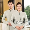 2022  traditional style painting  tea house work jacket hotel  staff hot pot store  blouse