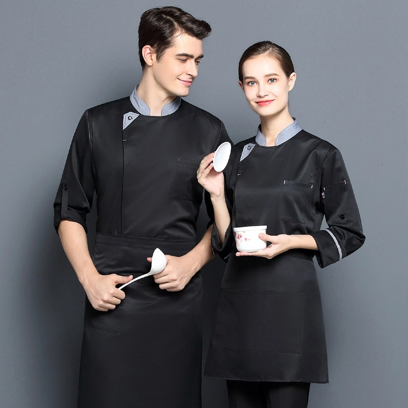 2025 new design long sleeve fashion gray collar baker jacket kitchen coat chef jacket uniform