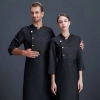 2022   long  sleeve  fashion unisex double breast baker jacket  gray denim coat  chef jacket uniform
