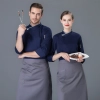 2025  long  sleeve  fashion invisibale buuton double breast baker food store jacket  coat  chef jacket uniform Color Navy
