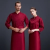 2022  long  sleeve  fashion dual breasted button baker food jacket  coat  chef jacket uniform Color Wine