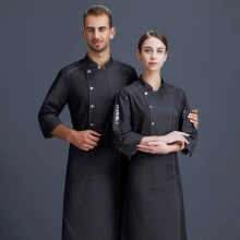 2025  long  sleeve  Europe fashion gray denim baker cooking food jacket  coat  chef jacket uniform